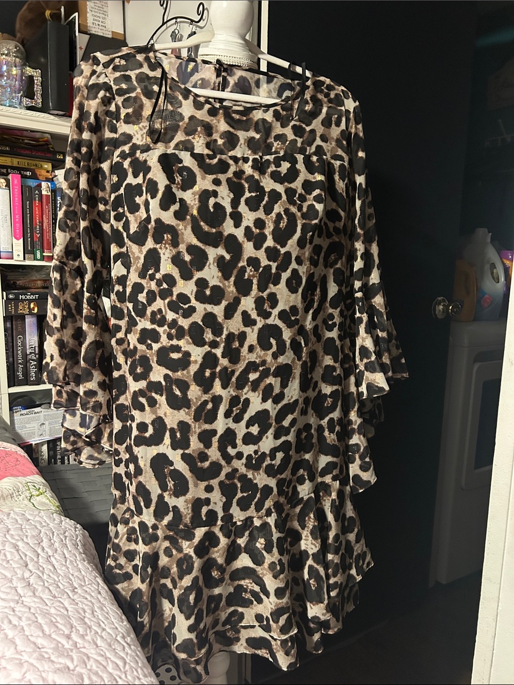 Eliza J Leopard Print Blouse in Beige, Black & Brown